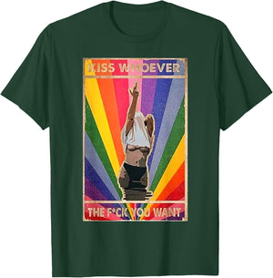 Kiss Whoever The Fuck You Want Pride Day Rainbow Color T-Shirt - T-Shirt | Forest