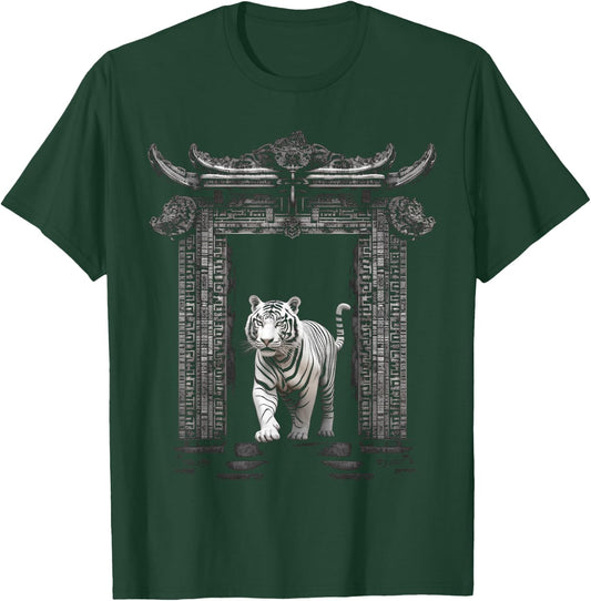 White Tiger Architecture - Animal Art Zoo Motif Tiger T-Shirt - T-Shirt | Forest