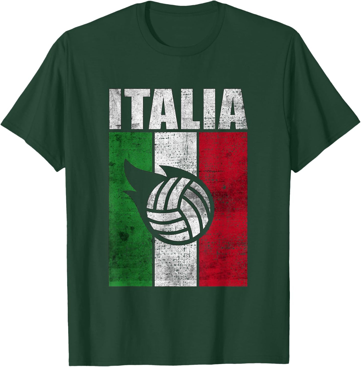 Italia Volleyball Italy Flag Retro Vintage Grunge Art T-Shirt - T-Shirt | Forest