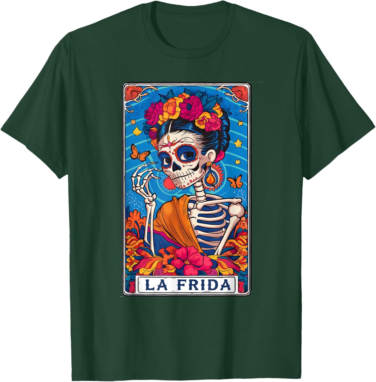 La Frida Tarot Card Mexican Latina Skeleton T-Shirt - T-Shirt | Forest
