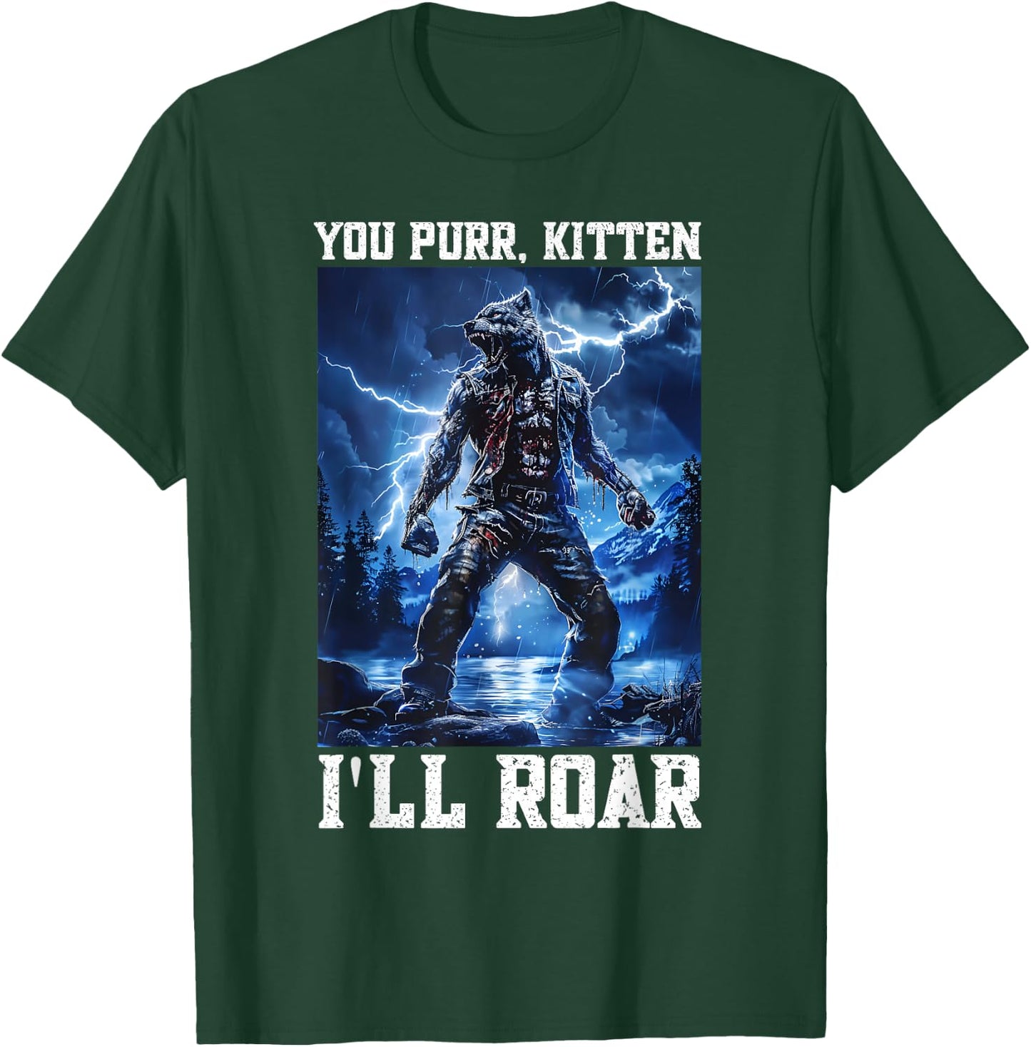 Daddy Wolf Protector Kitten Meme Cringy Alpha Wolf Graphic T-Shirt - T-Shirt | Forest