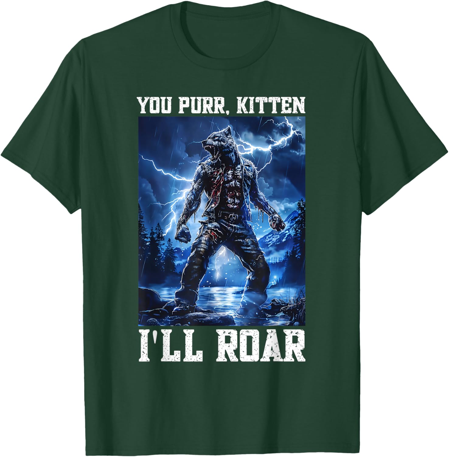 Daddy Wolf Protector Kitten Meme Cringy Alpha Wolf Graphic T-Shirt - T-Shirt | Forest