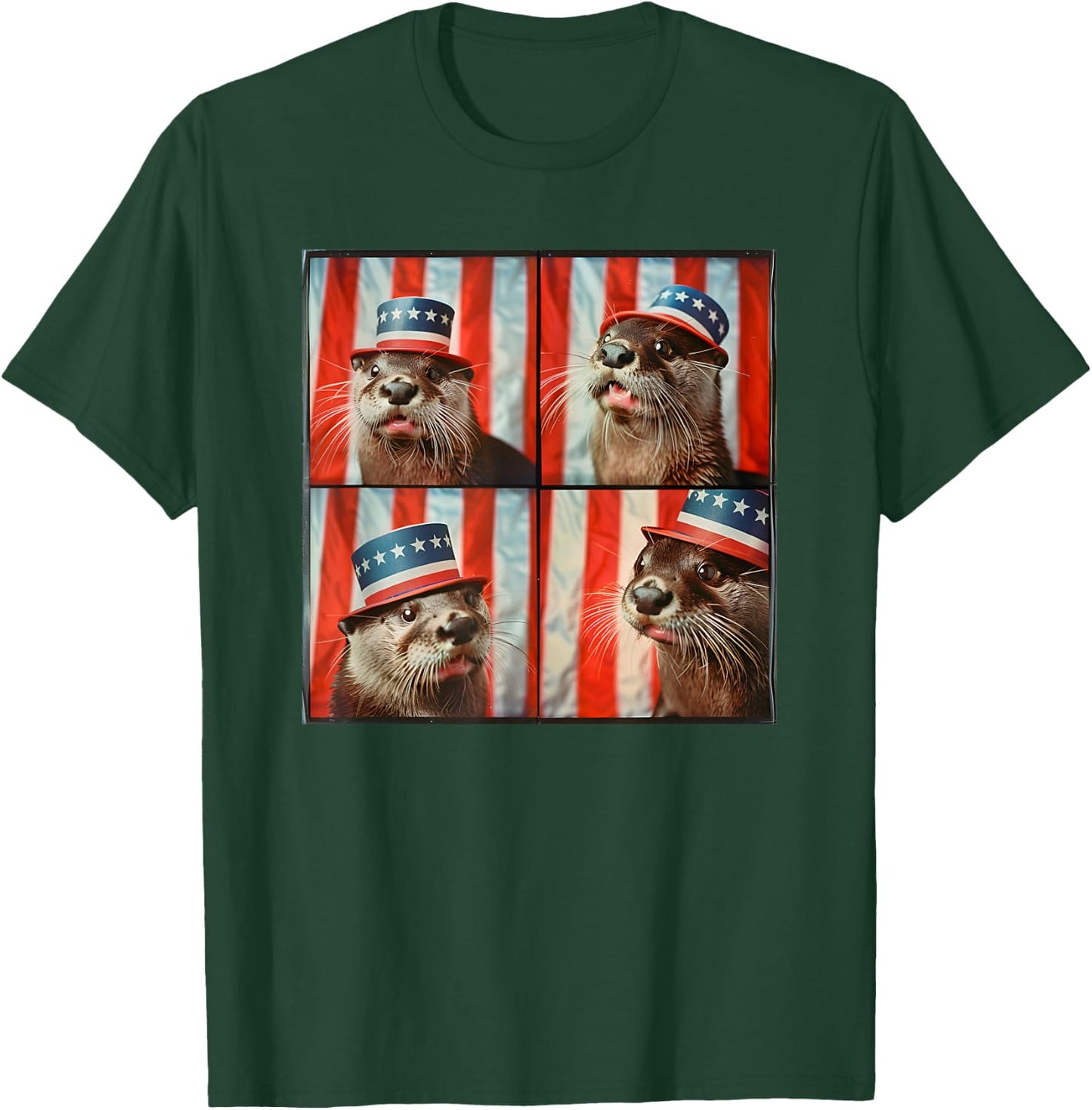 River Otter American Flag Patriotic Animal 4th Of July Otter T-Shirt - T-Shirt | Forest