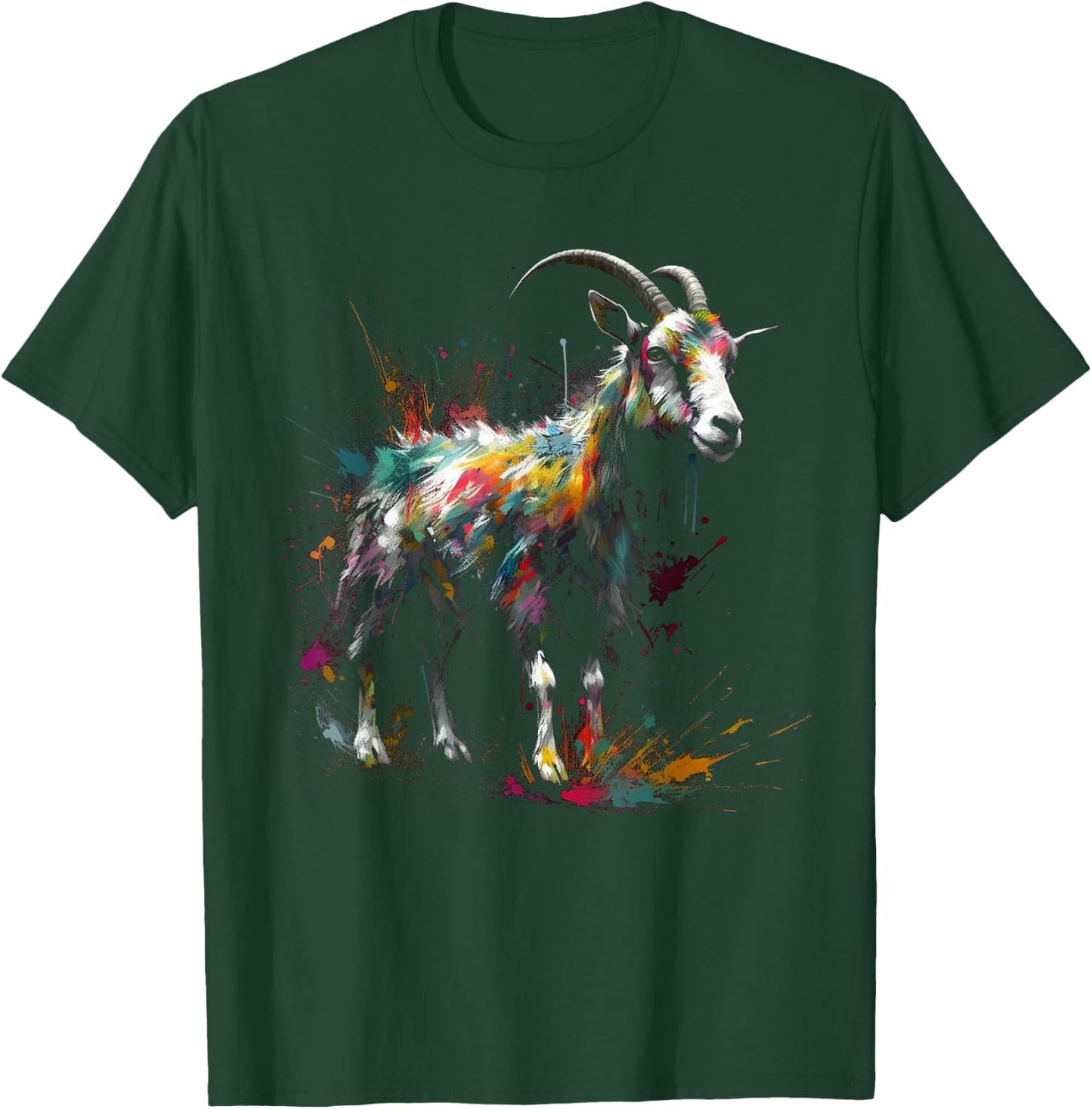 Goat art - colourful animal motif goat T-Shirt - T-Shirt | Forest
