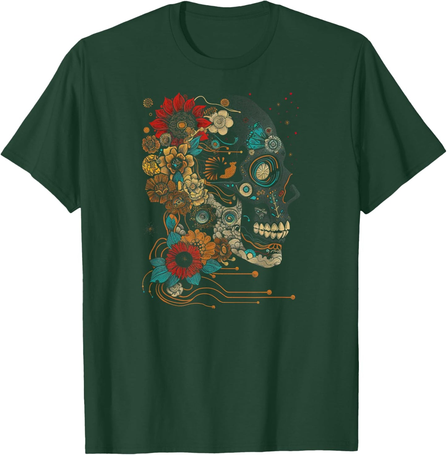 Skull Abstract | Cool | S - 6XL | Graphic T-Shirt - T-Shirt | Forest