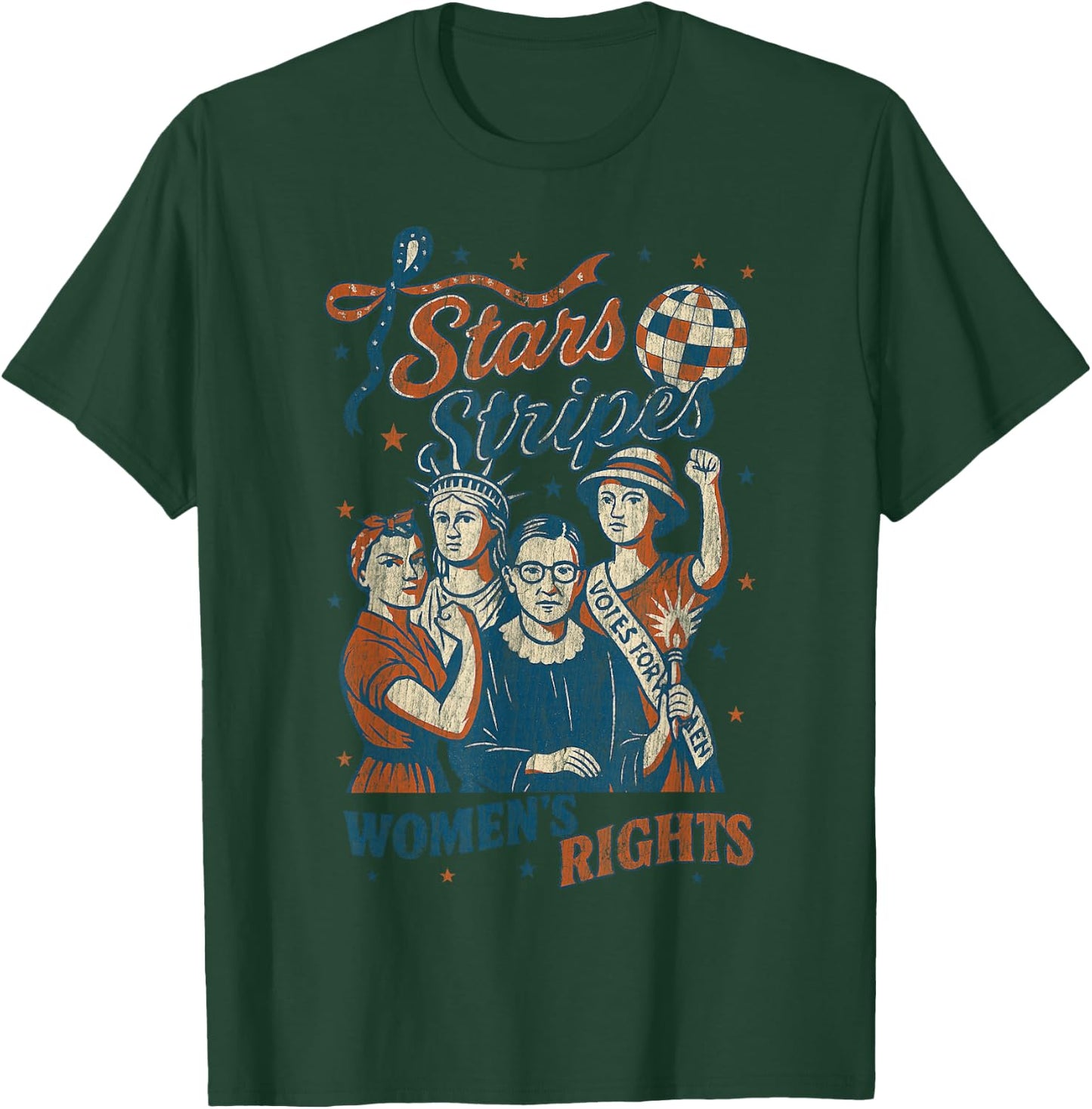 4th Of July Feminist Stars Stripes and Women's Rights T-Shirt - T-Shirt | Forest