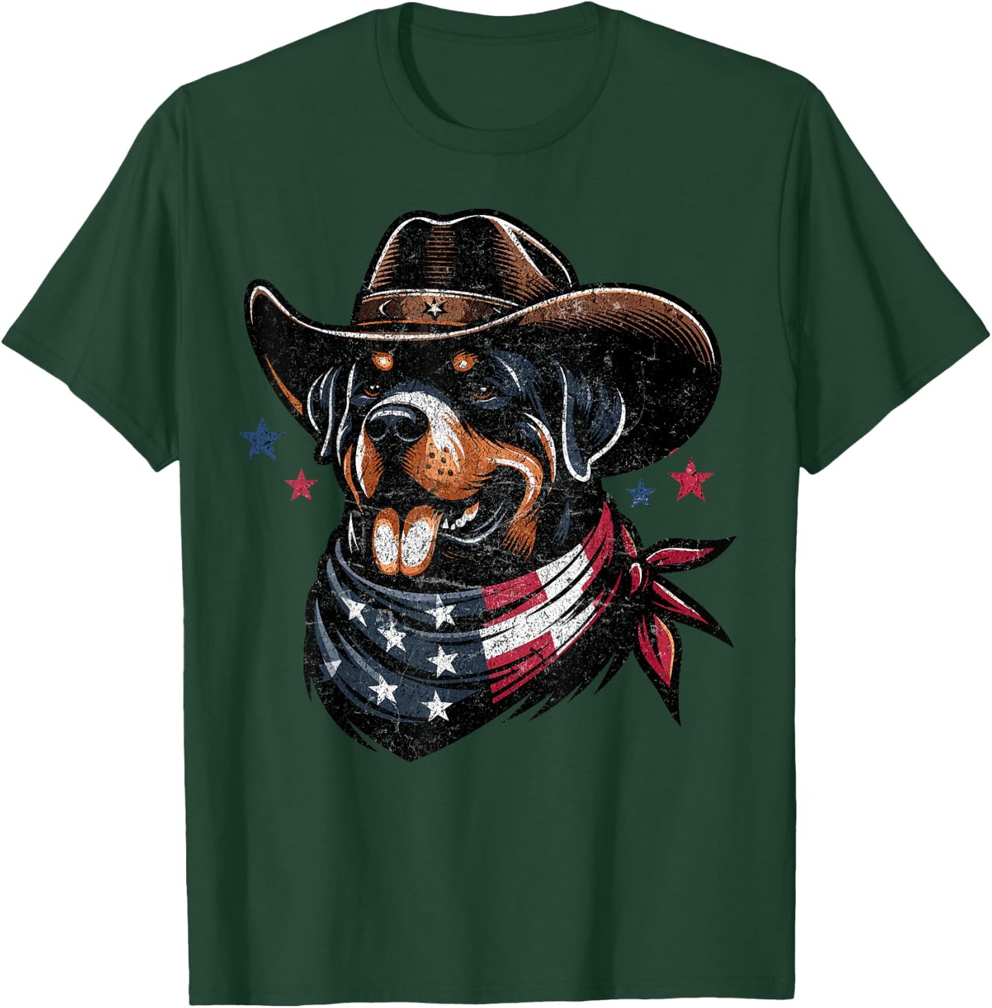 Rottweiler Cowboy 4th of July American Flag Stay Cool Men T-Shirt - T-Shirt | Forest