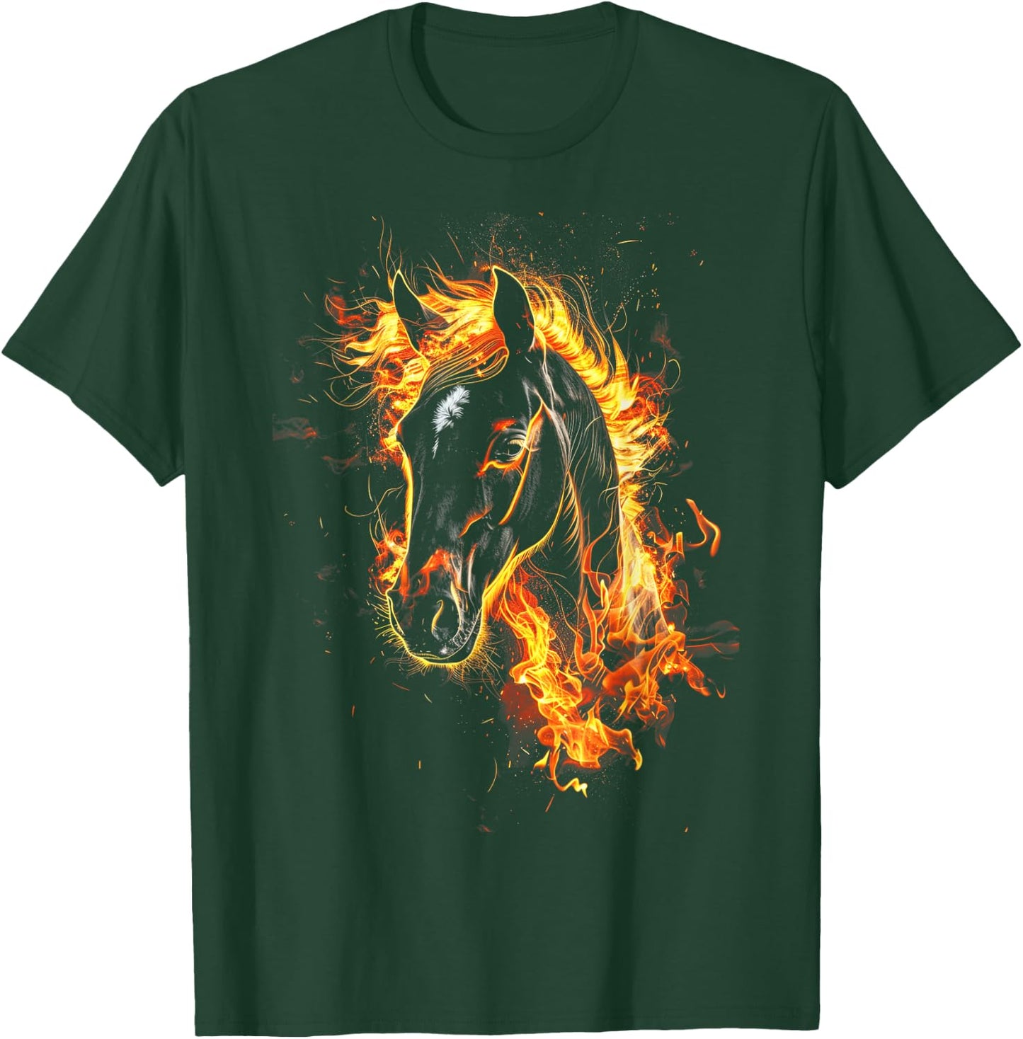 Horse Flames Fierce Horse art Fiery horse T-Shirt - T-Shirt | Forest