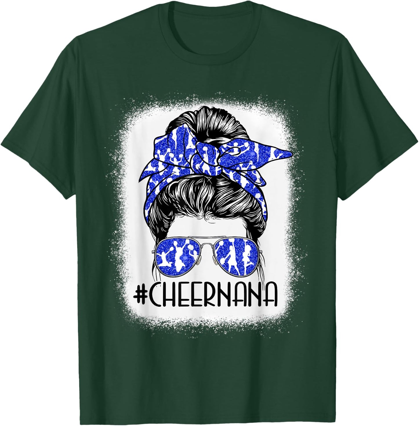 Messy Bun Cheer Nana Cheerleader Mom Mothers Day Woman T-Shirt - T-Shirt | Forest