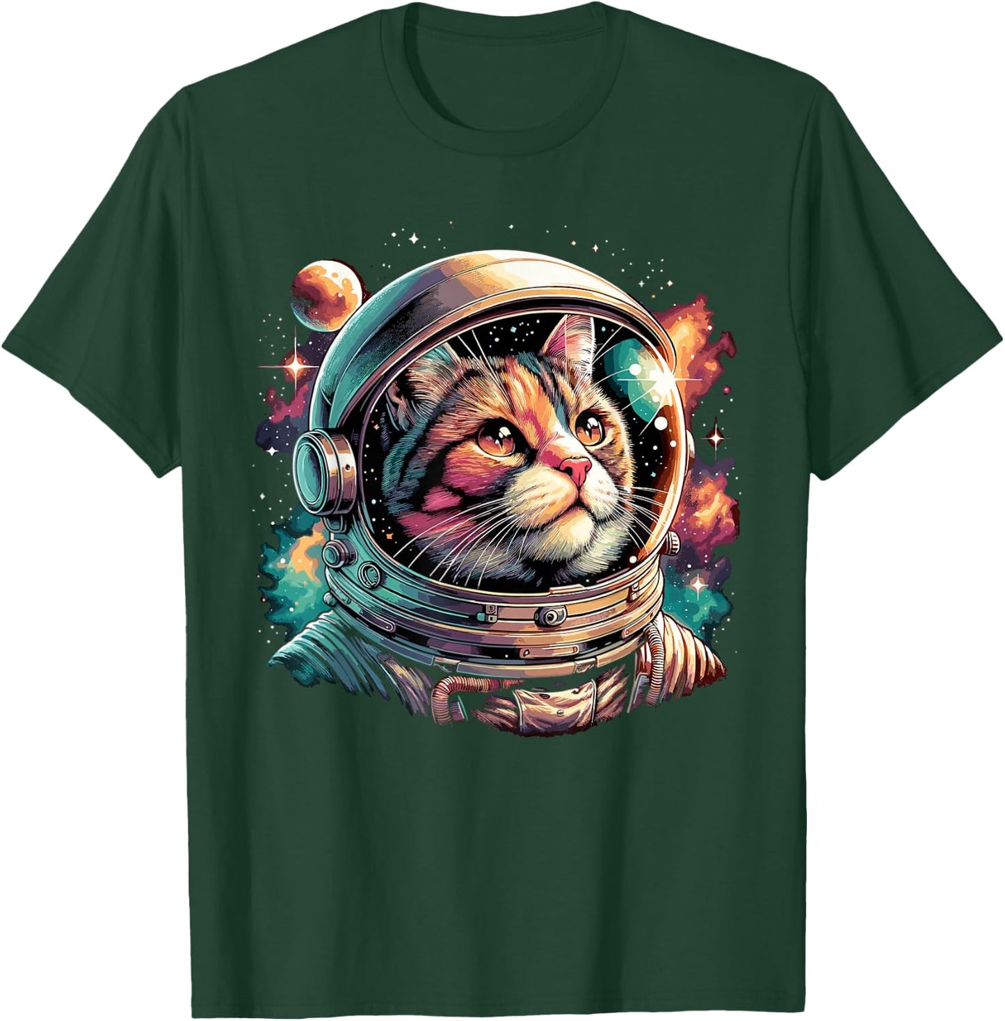 Galaxy Astronaut Cat Space T-Shirt - T-Shirt | Forest