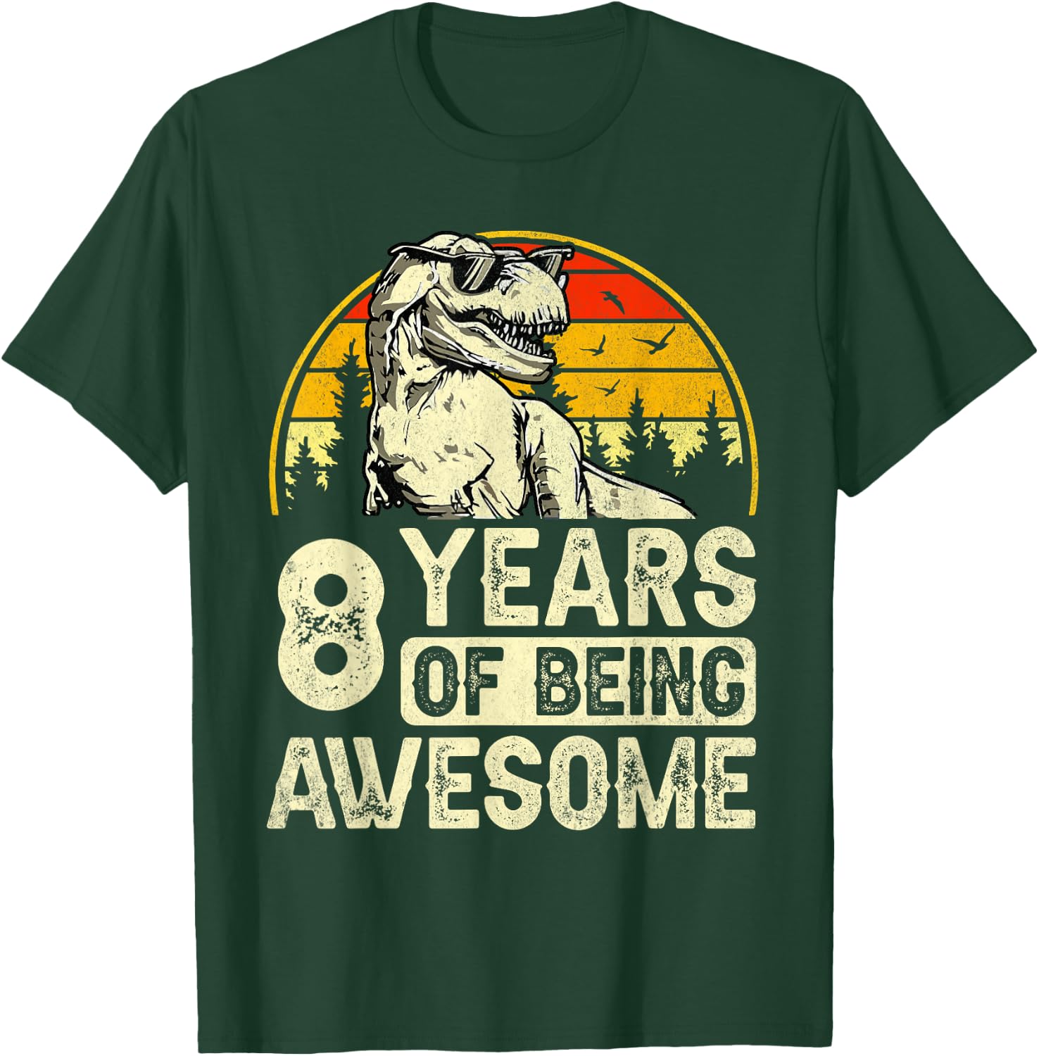 8th Birthday Shirts for Boys 8yr 8 Year Old Dinosaur T-Rex T-Shirt - T-Shirt | Forest
