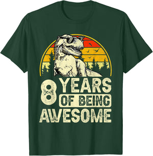 8th Birthday Shirts for Boys 8yr 8 Year Old Dinosaur T-Rex T-Shirt - T-Shirt | Forest