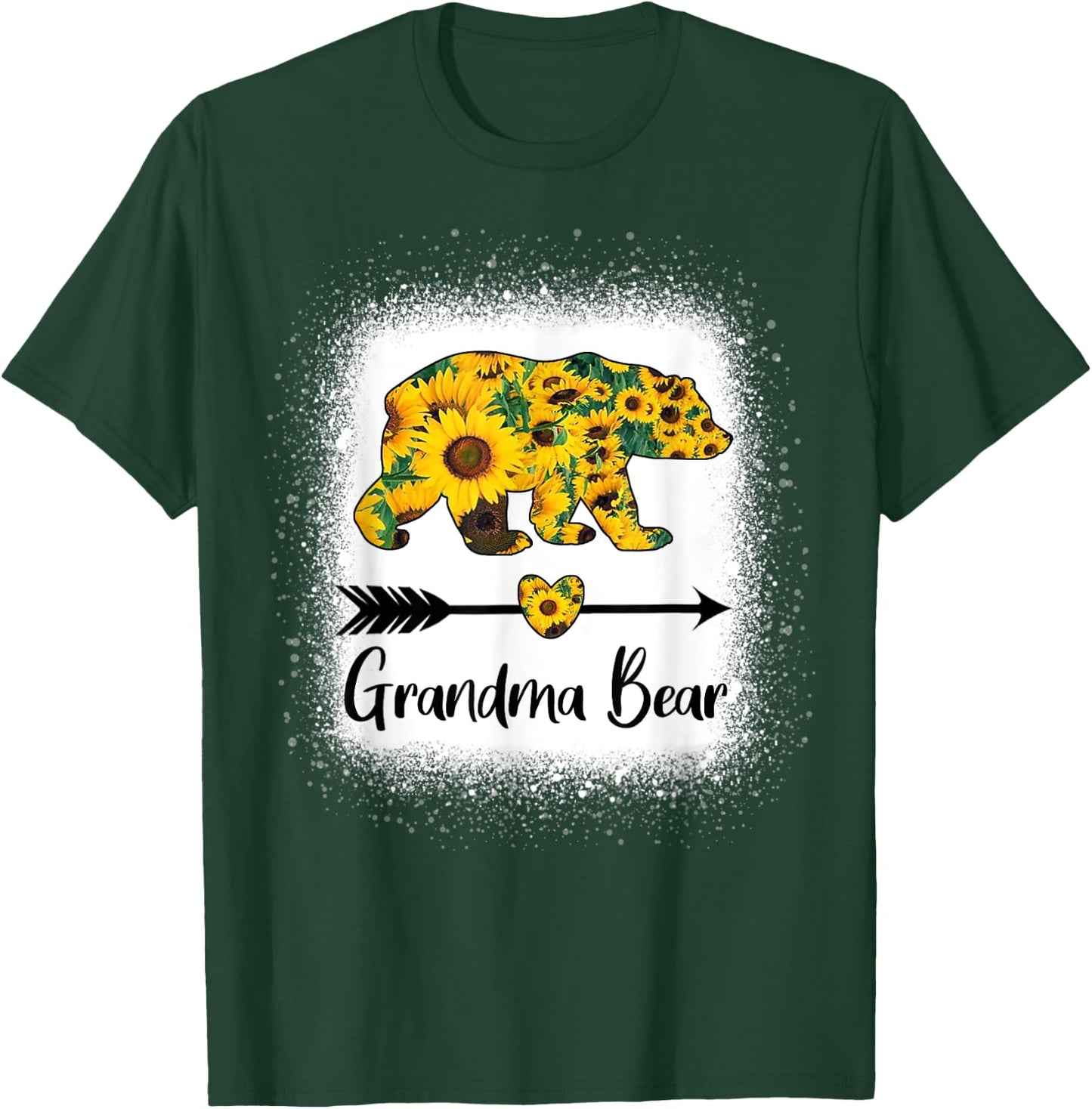 Grandma Bear Sunflower Funny Mama Bear Christmas Bleached T-Shirt - T-Shirt | Forest