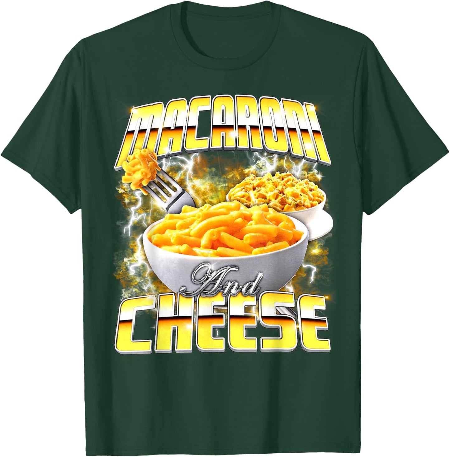 Macaroni and Cheese Meme Bootleg Rap Style 90s Vintage Funny T-Shirt - T-Shirt | Forest