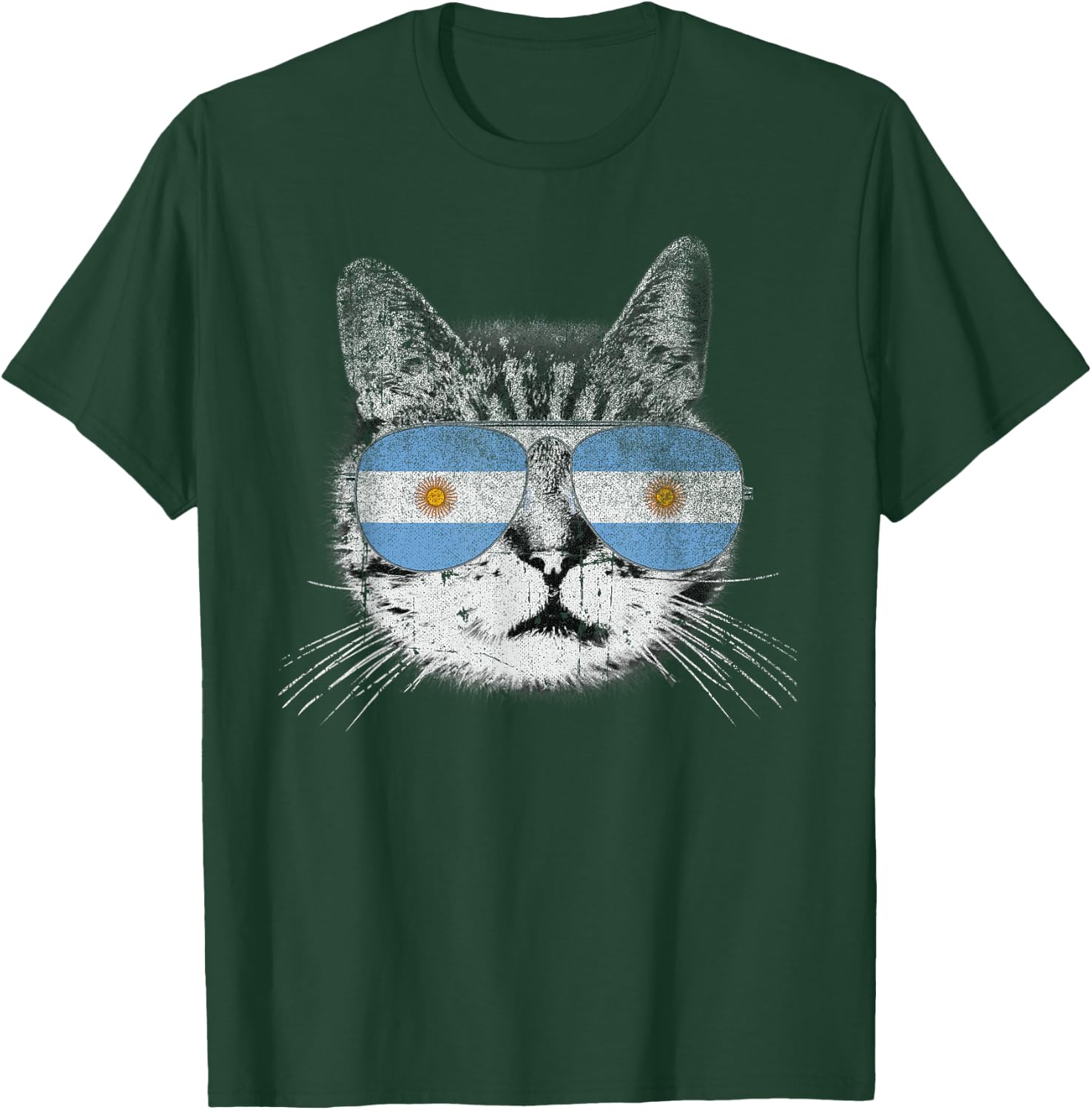 Cat Shirt Argentina Flag Country Retro Funny Men Women Gift T-Shirt - T-Shirt | Forest