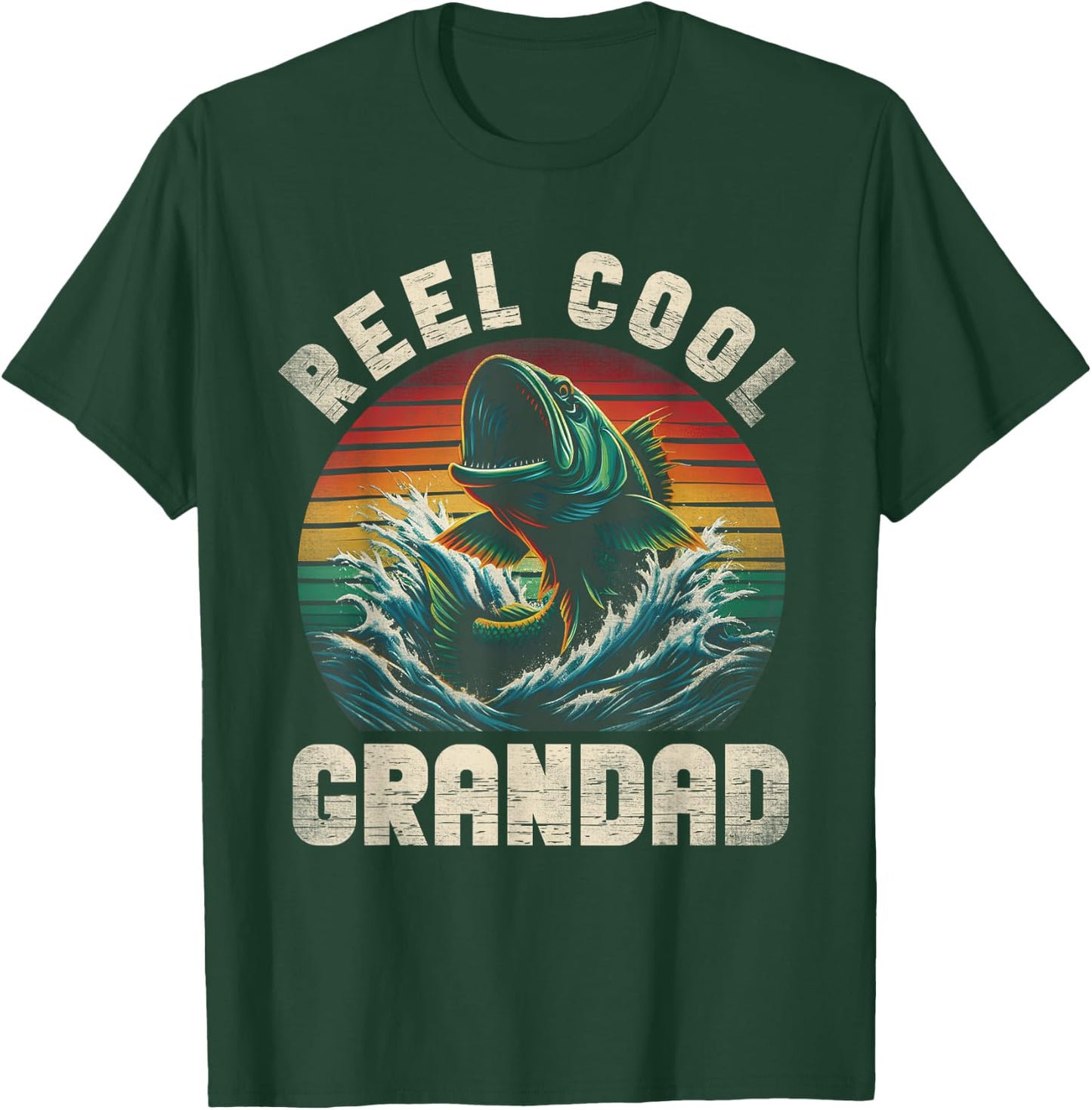 Reel Cool Grandad Fishing Daddy Father's Day Fisherman Fish T-Shirt - T-Shirt | Forest