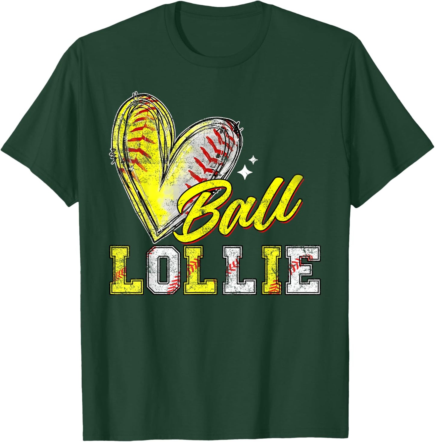 Funny Ball Lollie Softball Baseball Lollie T-Shirt - T-Shirt | Forest