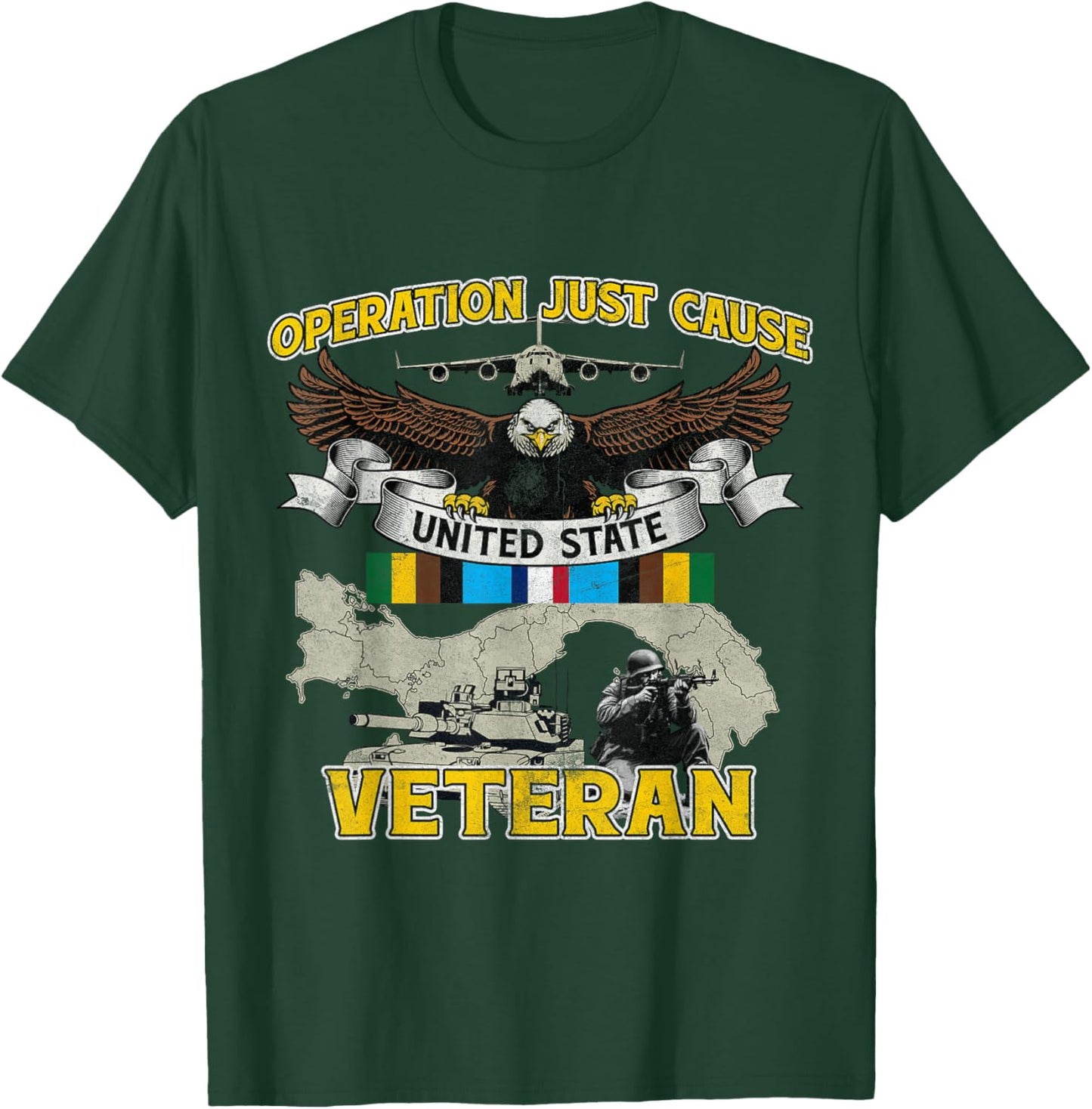 Operation Just Cause Map Panama OJC Veteran Vintage Gifts T-Shirt - T-Shirt | Forest