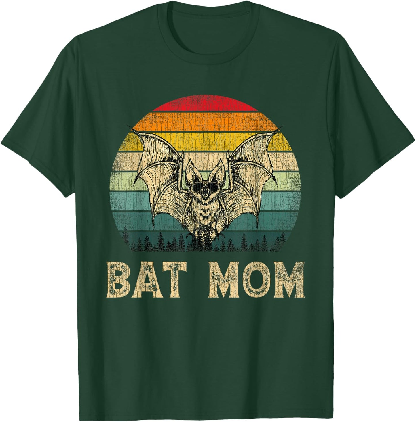 Vintage Bat Mom Bat Lovers Mommy Mother's Day T-Shirt - T-Shirt | Forest
