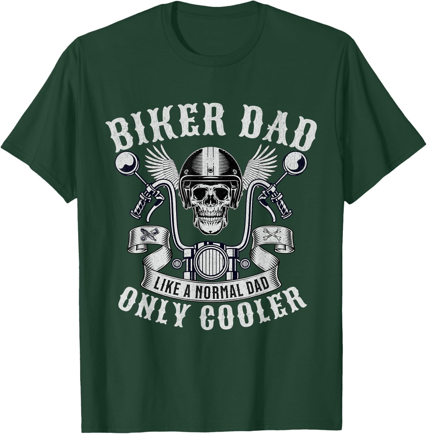 Biker Dad Motorcycle Father Rider Biker Dad Father's Day T-Shirt - T-Shirt | Forest