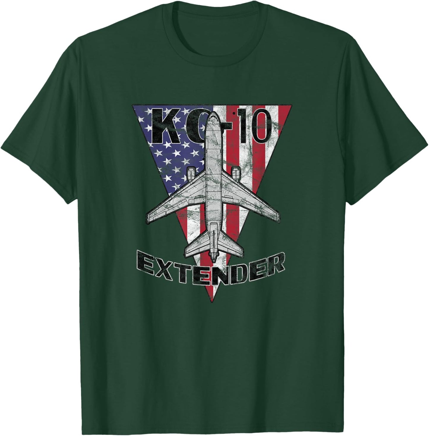 KC-10 Extender Military Tanker Airplane Patriotic Vintage T-Shirt - T-Shirt | Forest