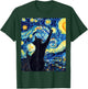 Van Gogh Style Starry Night Cute Cat Art T-Shirt - T-Shirt | Forest