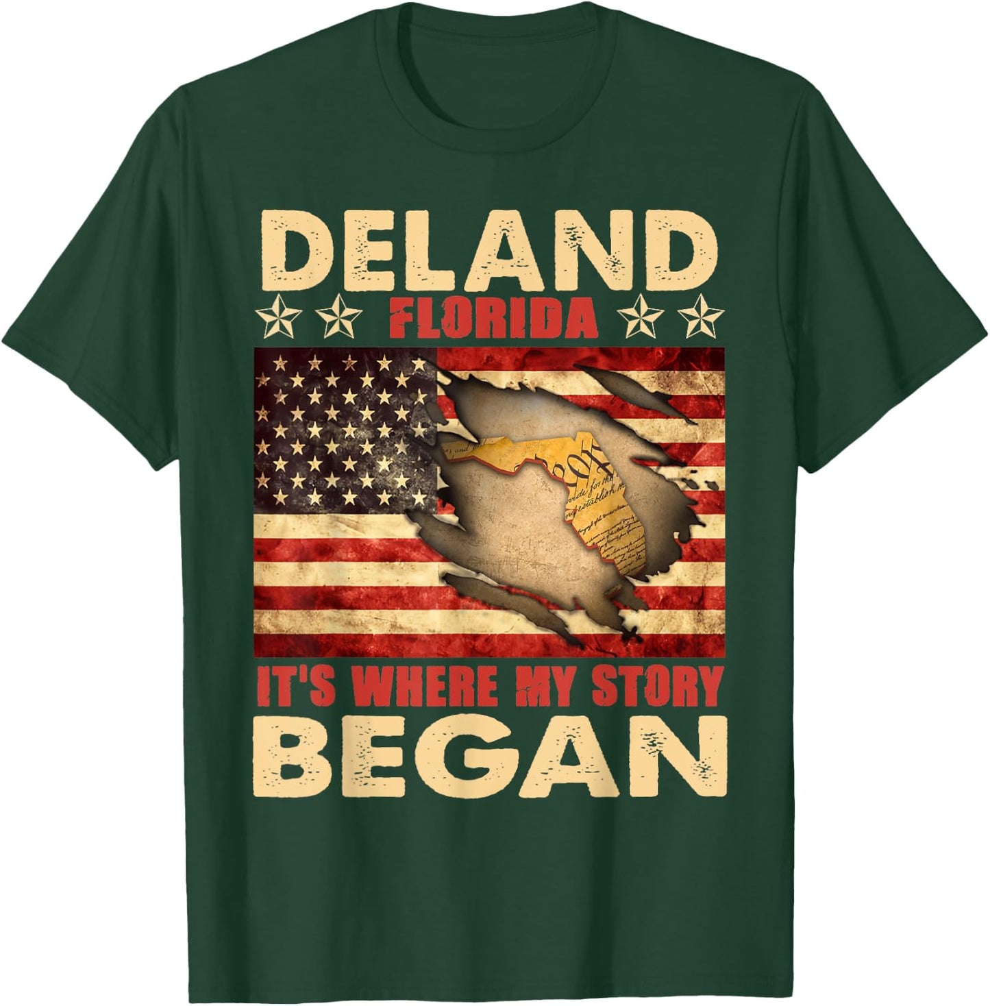 DeLand Florida USA Flag 4th Of July Men T-Shirt - T-Shirt | Forest