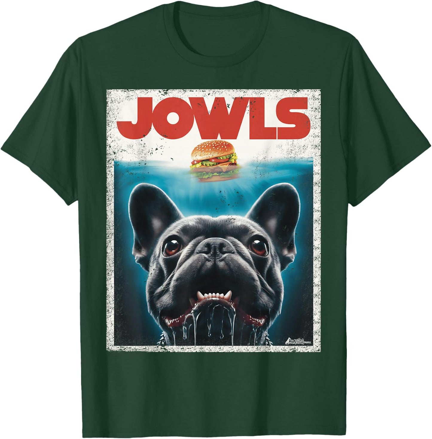 Funny Black French Bulldog Jowls Top, Frenchie Mom, Dog Dad T-Shirt - T-Shirt | Forest