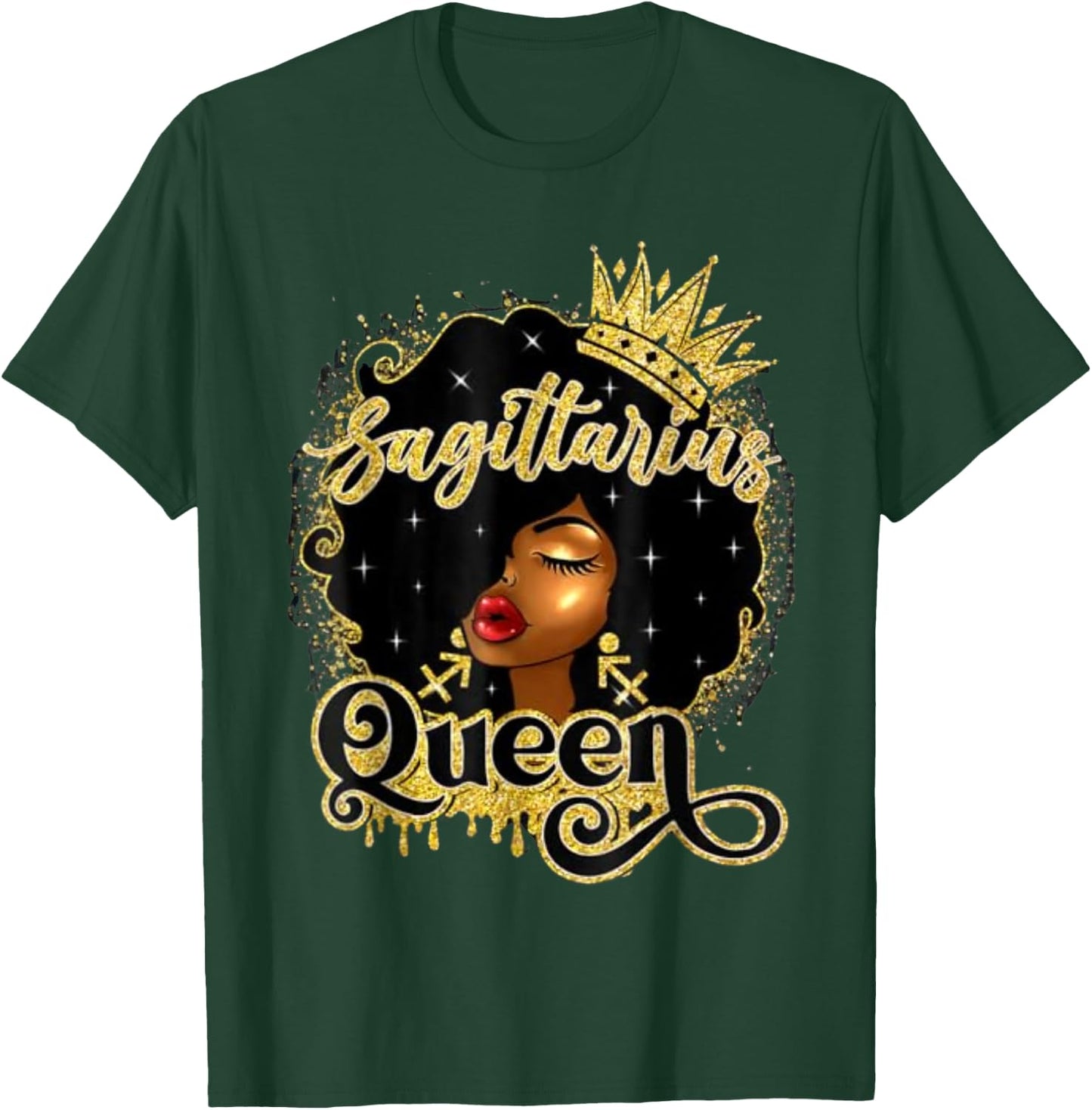 Sagittarius Queen Afro Crown Pretty Black Woman Sagittarius T-Shirt - T-Shirt | Forest