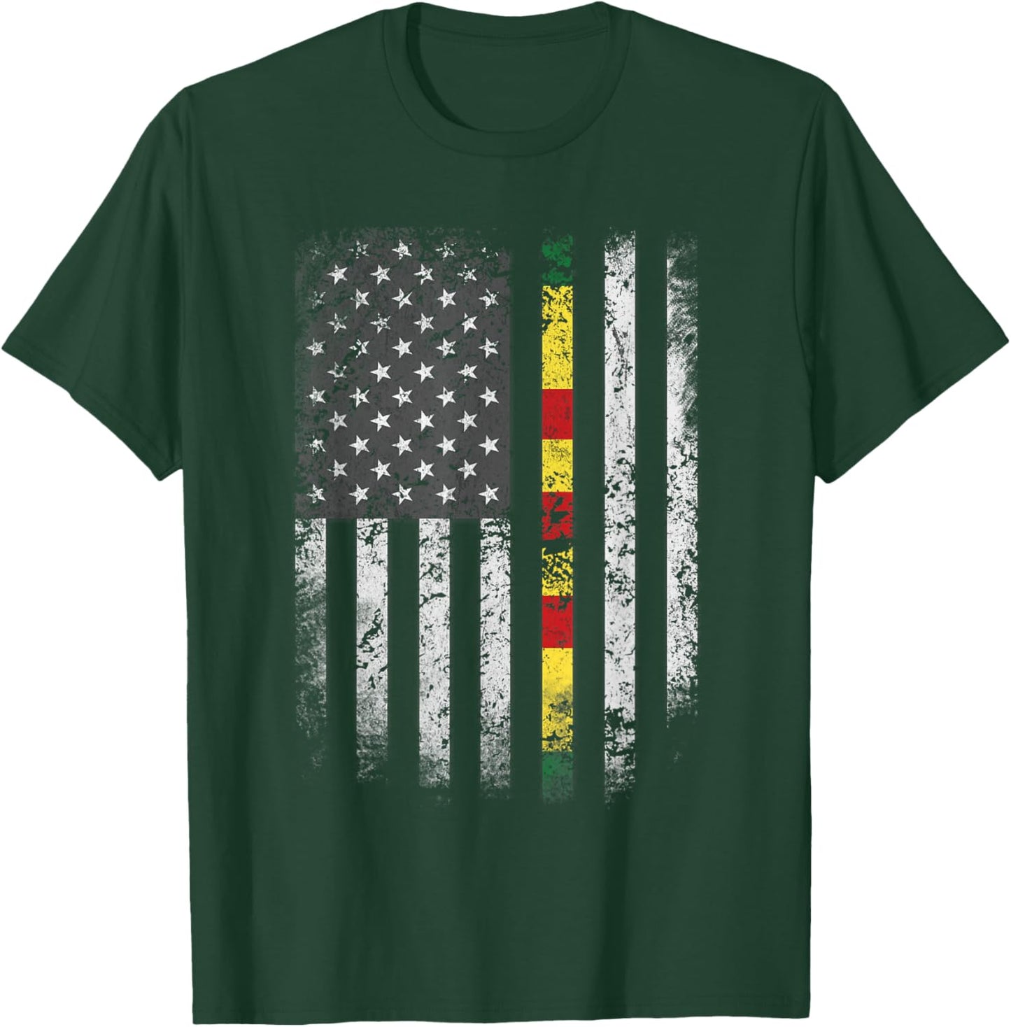 Proud Vietnam Veteran Shirt US Flag Ribbon Father Gift T-Shirt - T-Shirt | Forest