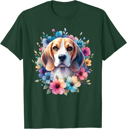 Floral Beagle Mom Dog Lovers Cute Mama Puppy Mother's Day T-Shirt - T-Shirt | Forest