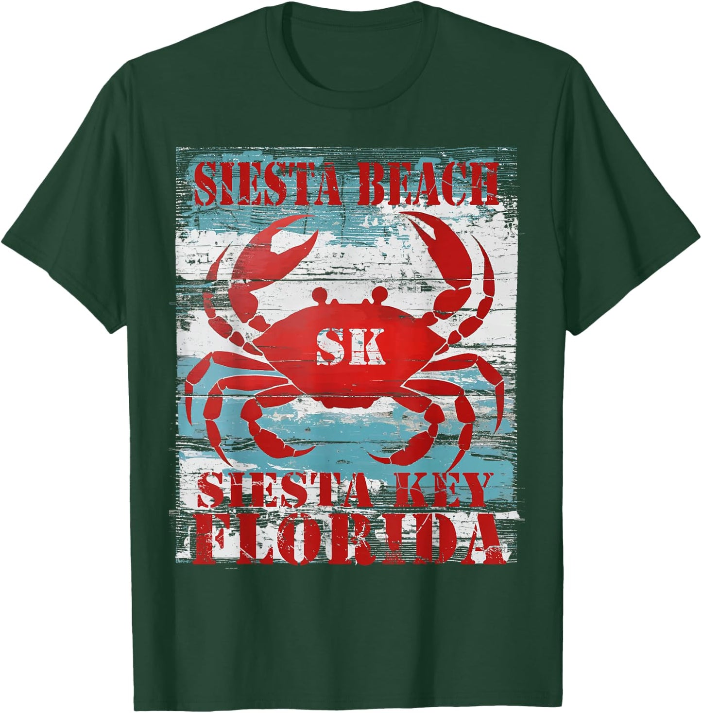 Siesta Key Florida Siesta Beach FL Nautical Coastal Crab SK Women Kids T-Shirt - T-Shirt | Forest