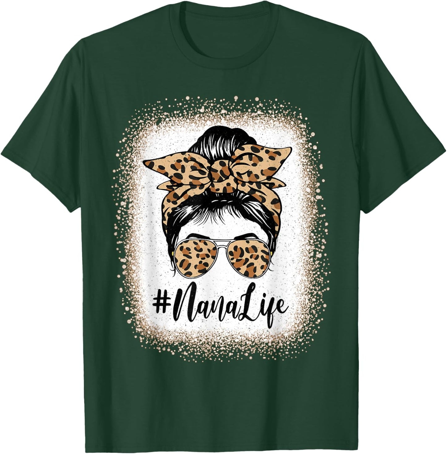 NaNa Life Bleached Leopard Messy Bun Mother's day T-Shirt - T-Shirt | Forest