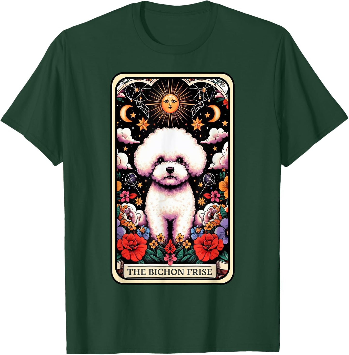 Bichon Frise Dog Tarot Card Floral Mom Bichon Frise Dad Pup T-Shirt - T-Shirt | Forest