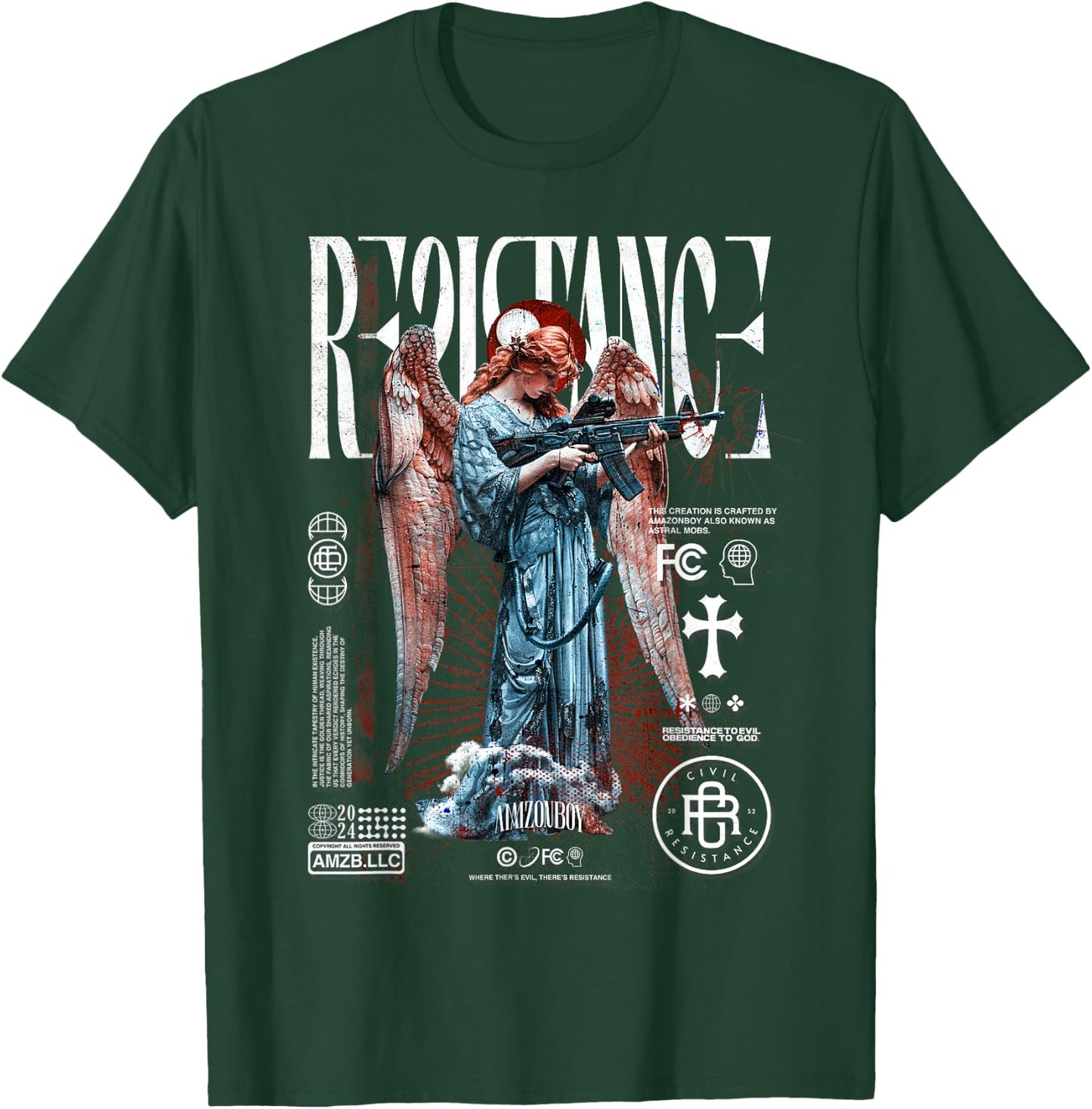 Civil Resistance - Luxury Streetwear Urban Fashion T-Shirt - T-Shirt | Forest