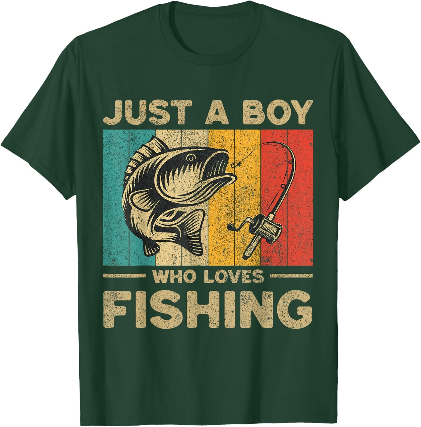 Funny Vintage Fishing Jokes Boys Fisherman Bass Fish T-Shirt - T-Shirt | Forest