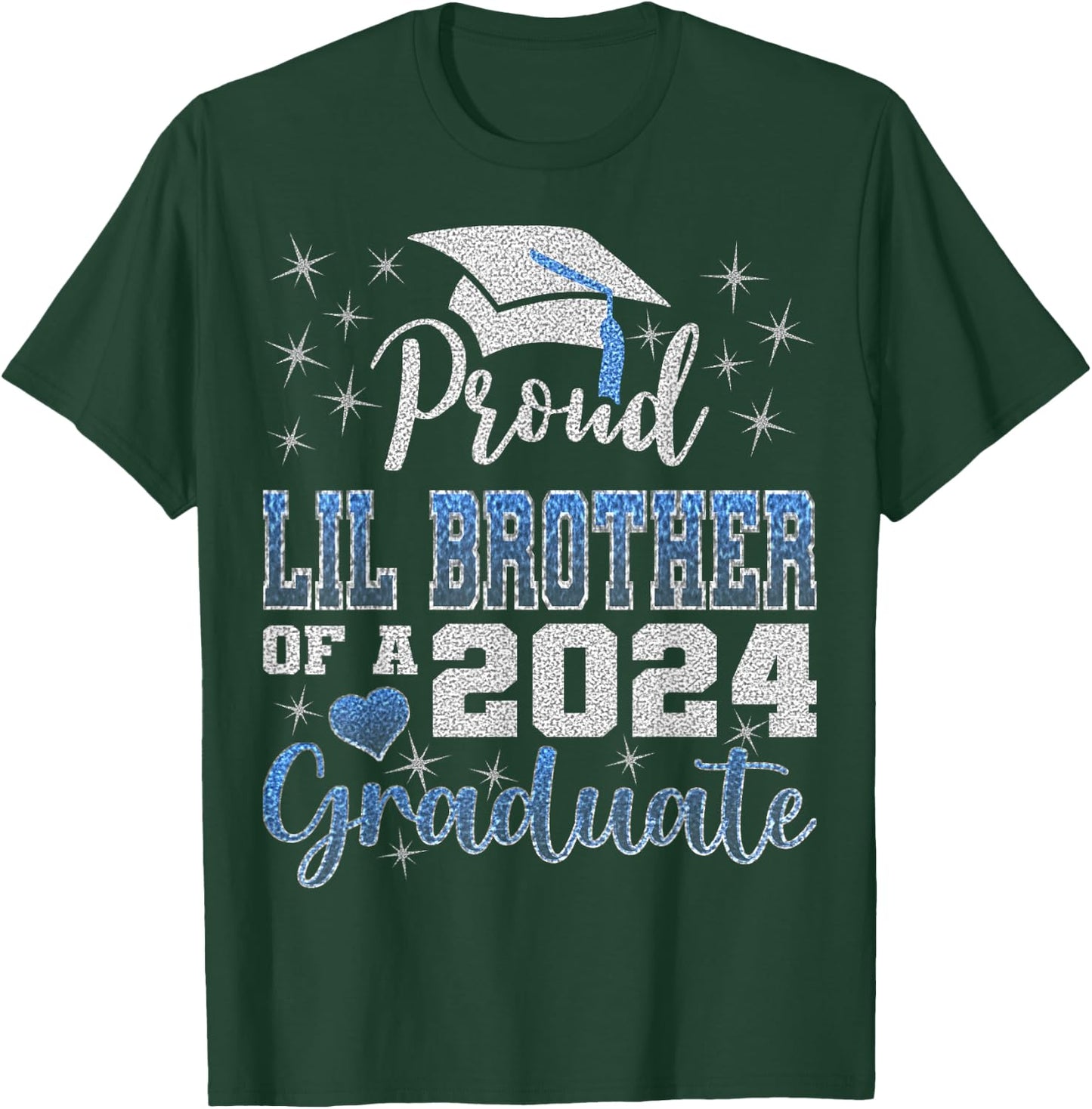 Super Proud Little Brother of 2024 Graduate Awesome Family T-Shirt - T-Shirt | Forest