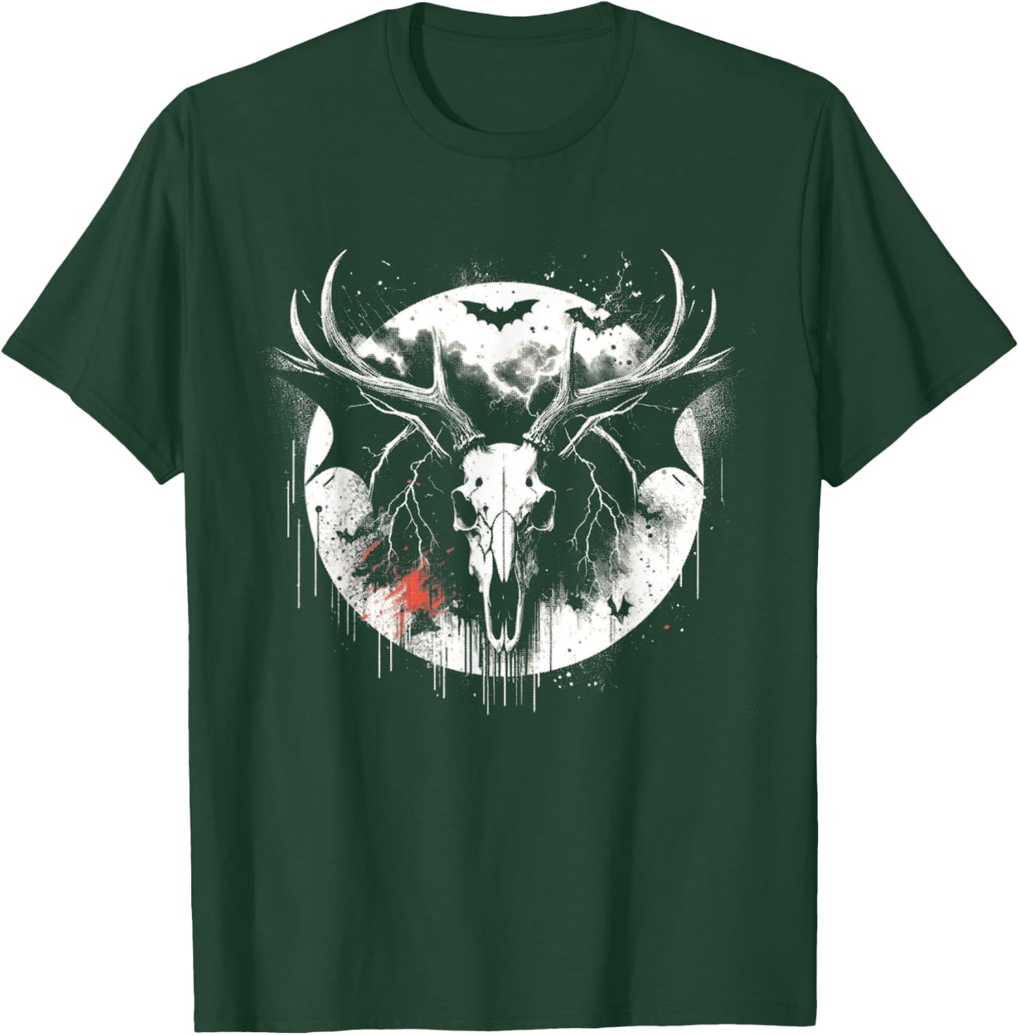 Deer Skull Bat - Creepy Deer Monster Halloween Lover T-Shirt - T-Shirt | Forest