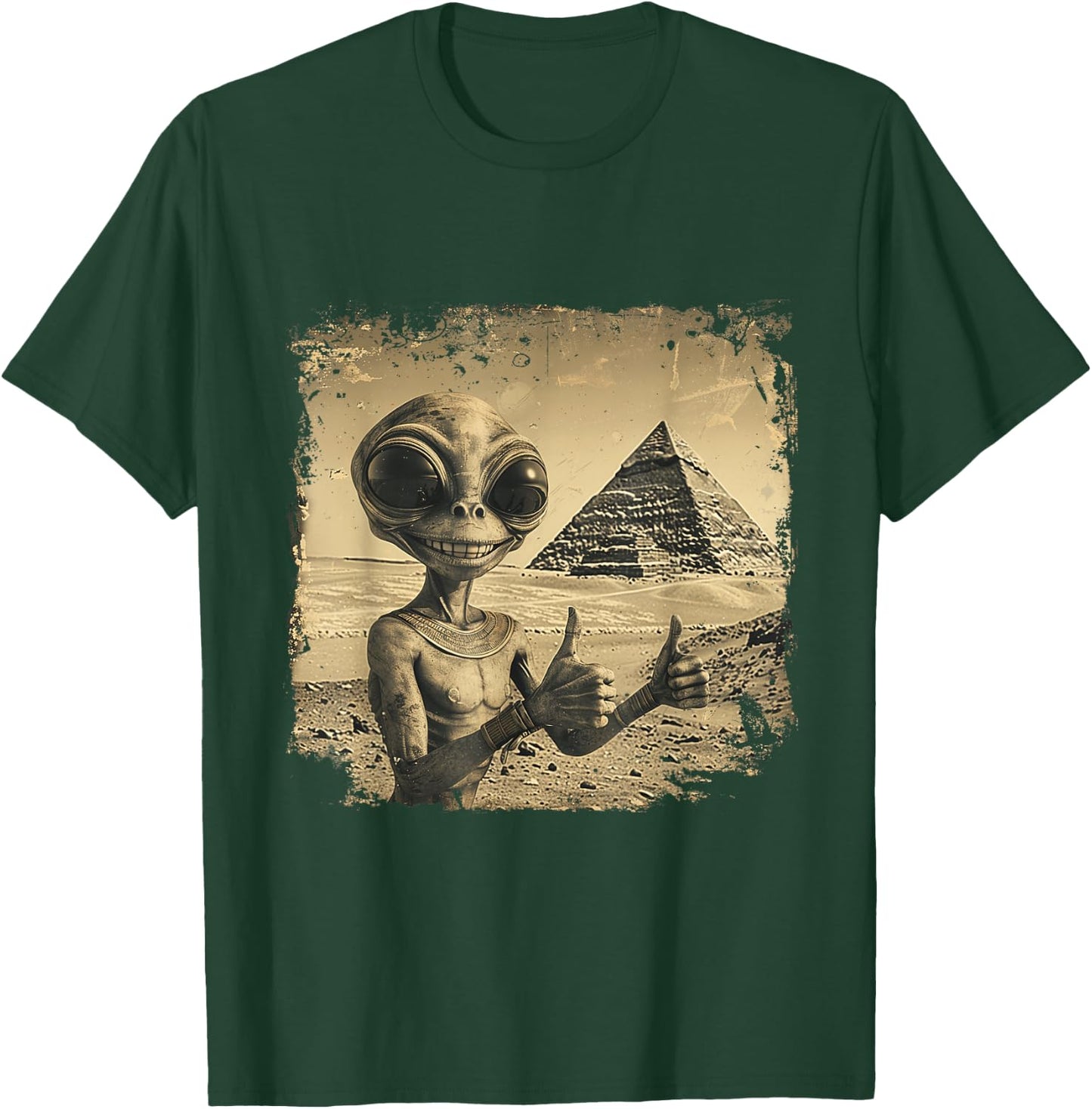 Aliens Ancient Thumb Up Pyramid Sci-Fi Egypt T-Shirt - T-Shirt | Forest