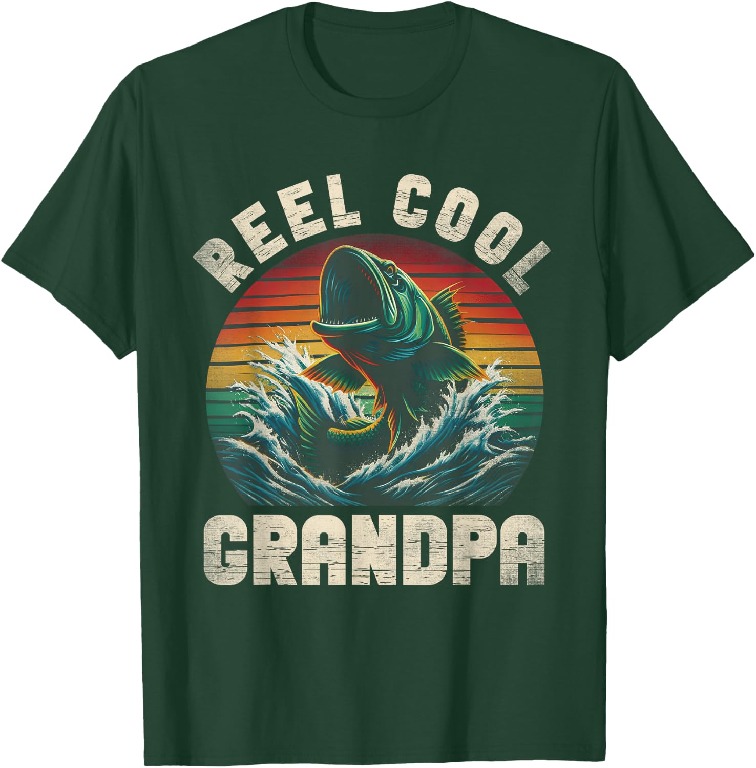 Reel Cool Grandpa Fishing Grandpa Fathers Day Fisherman Fish T-Shirt - T-Shirt | Forest