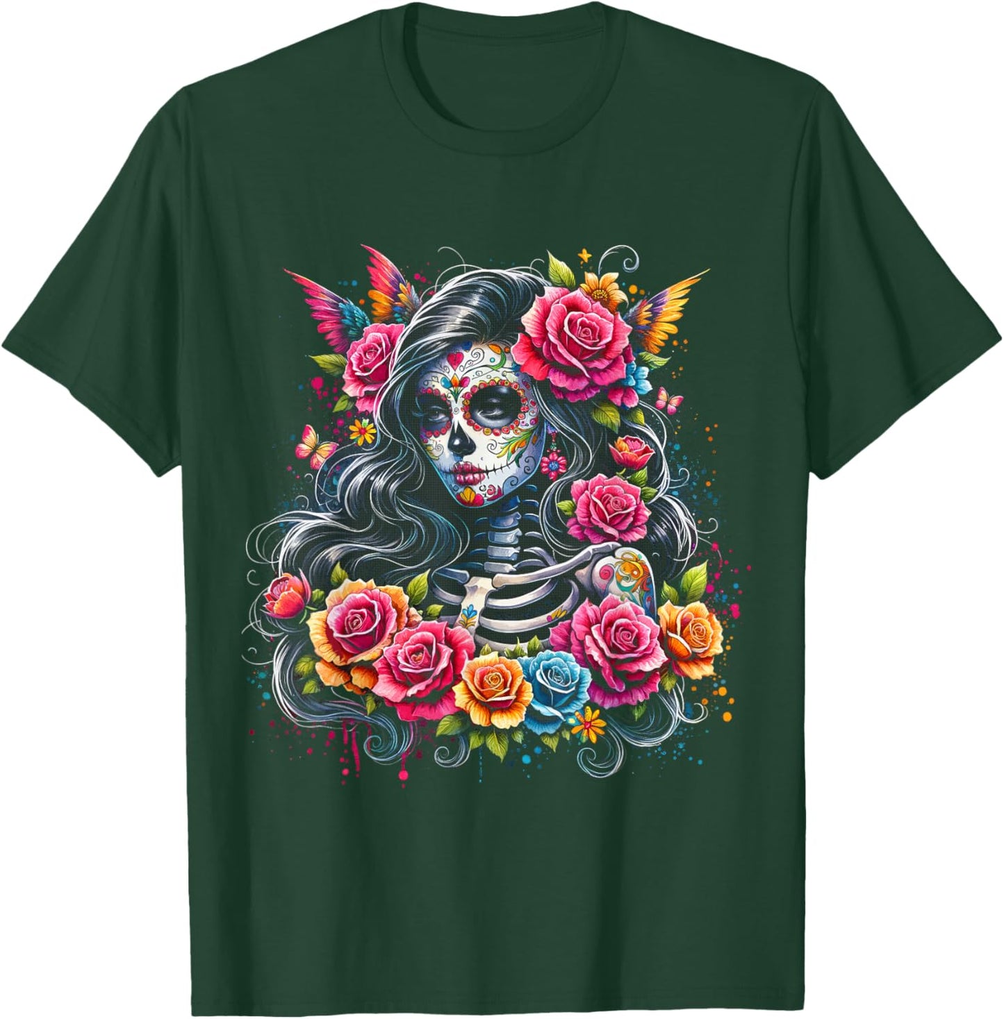 De Los Muertos La Catrina Day of the Dead Sugar Skull Women T-Shirt - T-Shirt | Forest