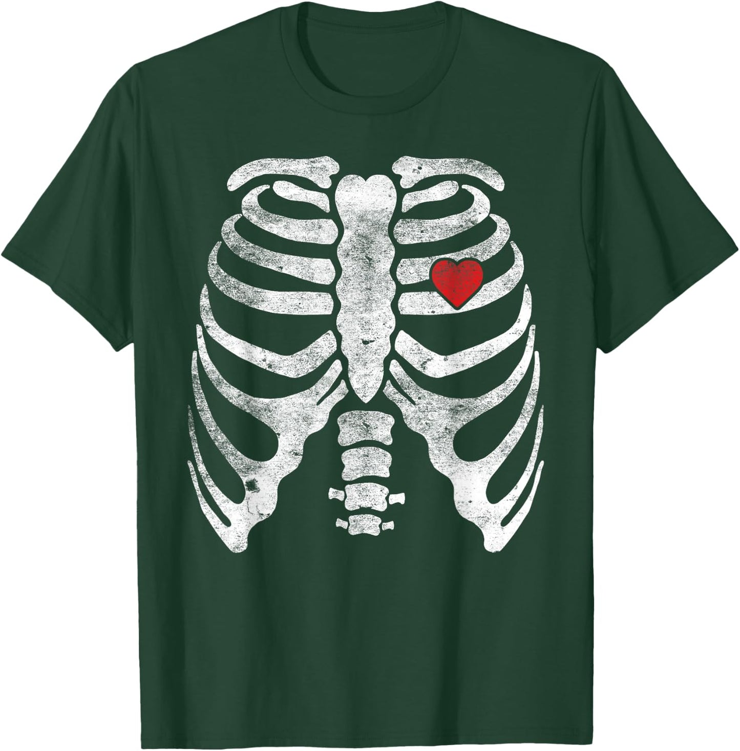 Heart Rib Cage X-Ray Adult Kids Funny Halloween Skeleton T-Shirt - T-Shirt | Forest