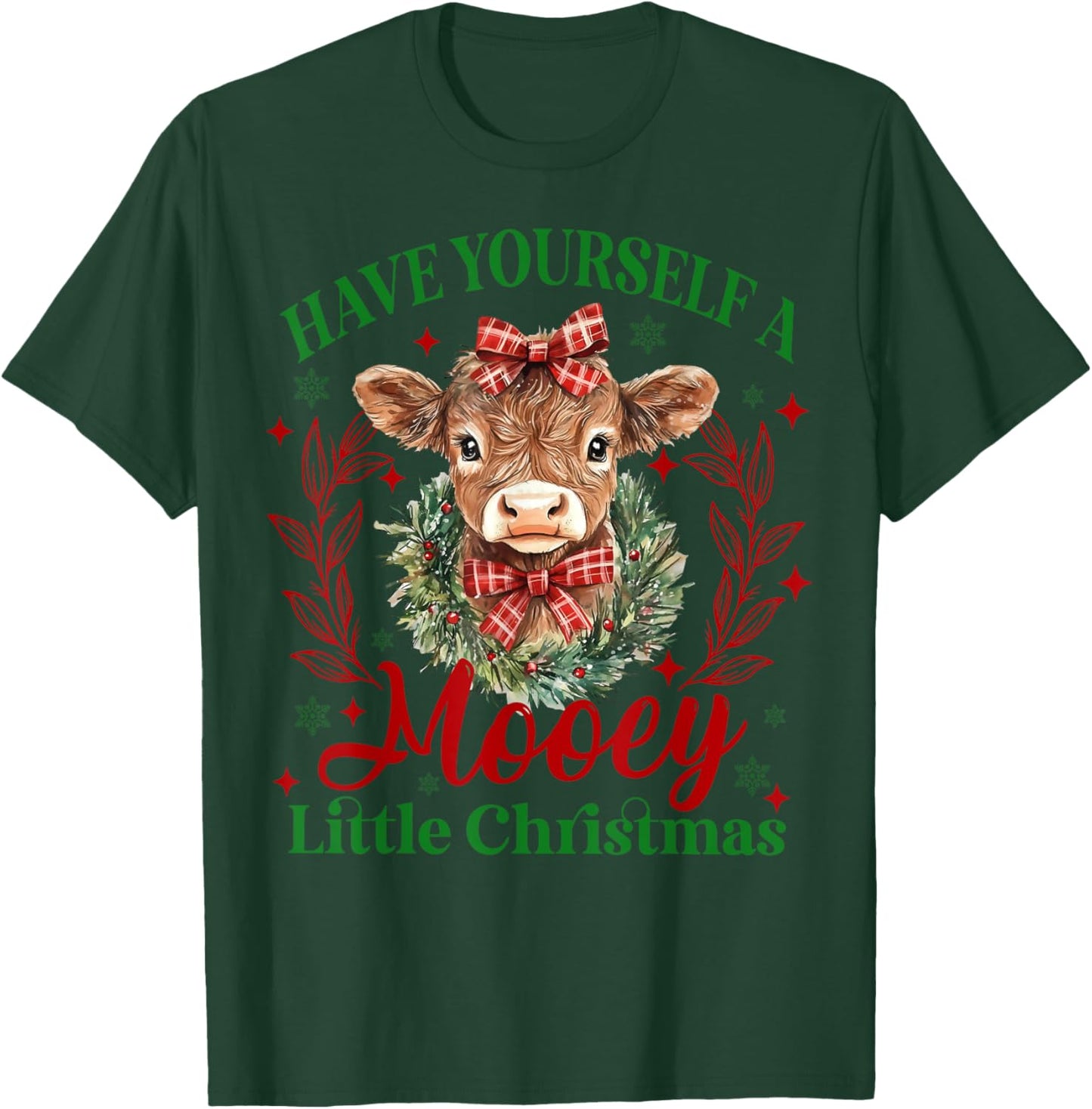 Have Yourself A Mooey Little Christmas Highland Cow Santa T-Shirt - T-Shirt | Forest