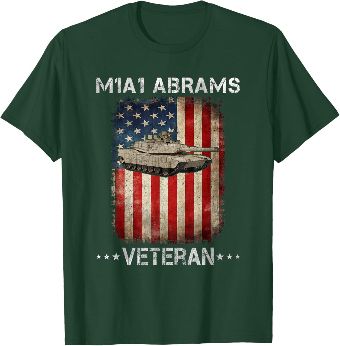 M1A1 Abrams Tank Veteran Main Battle Tank American Flag Women Men T-Shirt - T-Shirt | Forest