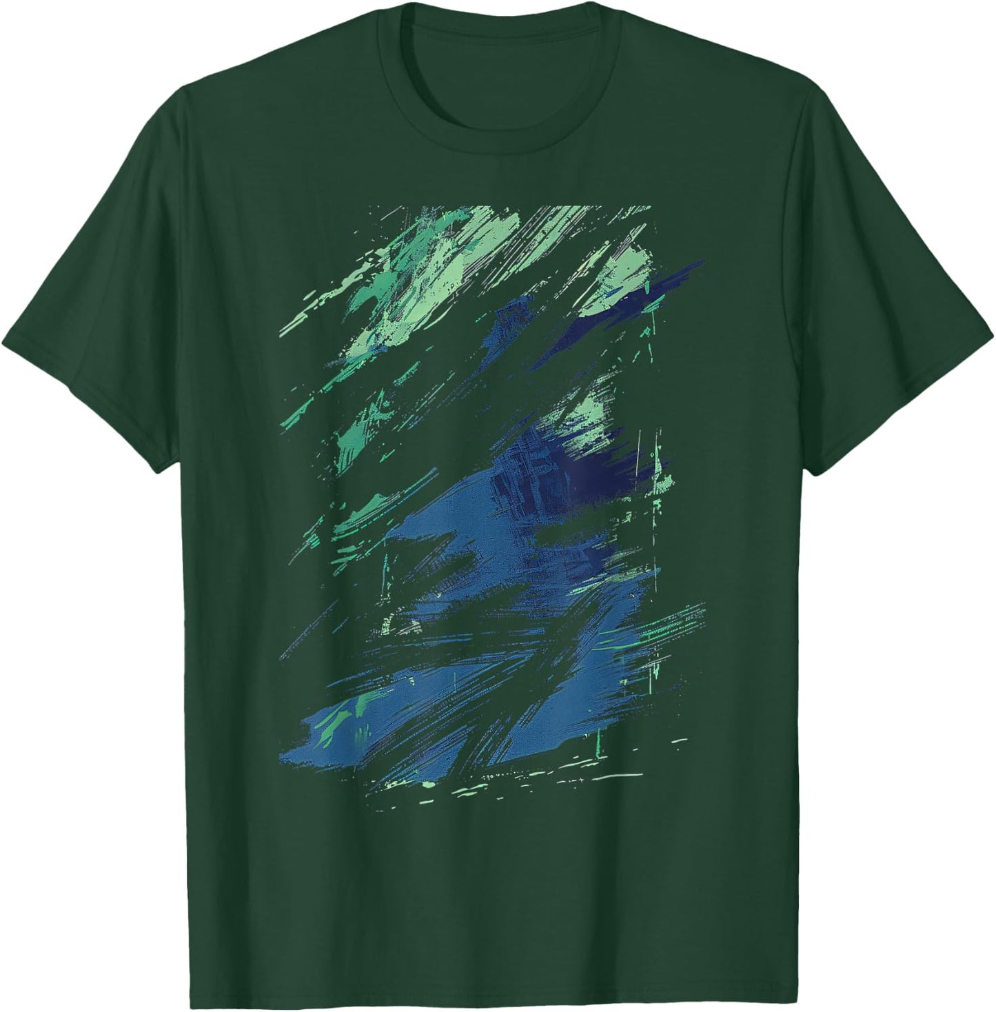 Blue And Green Brushstroke Art Graphic T-Shirt - T-Shirt | Forest