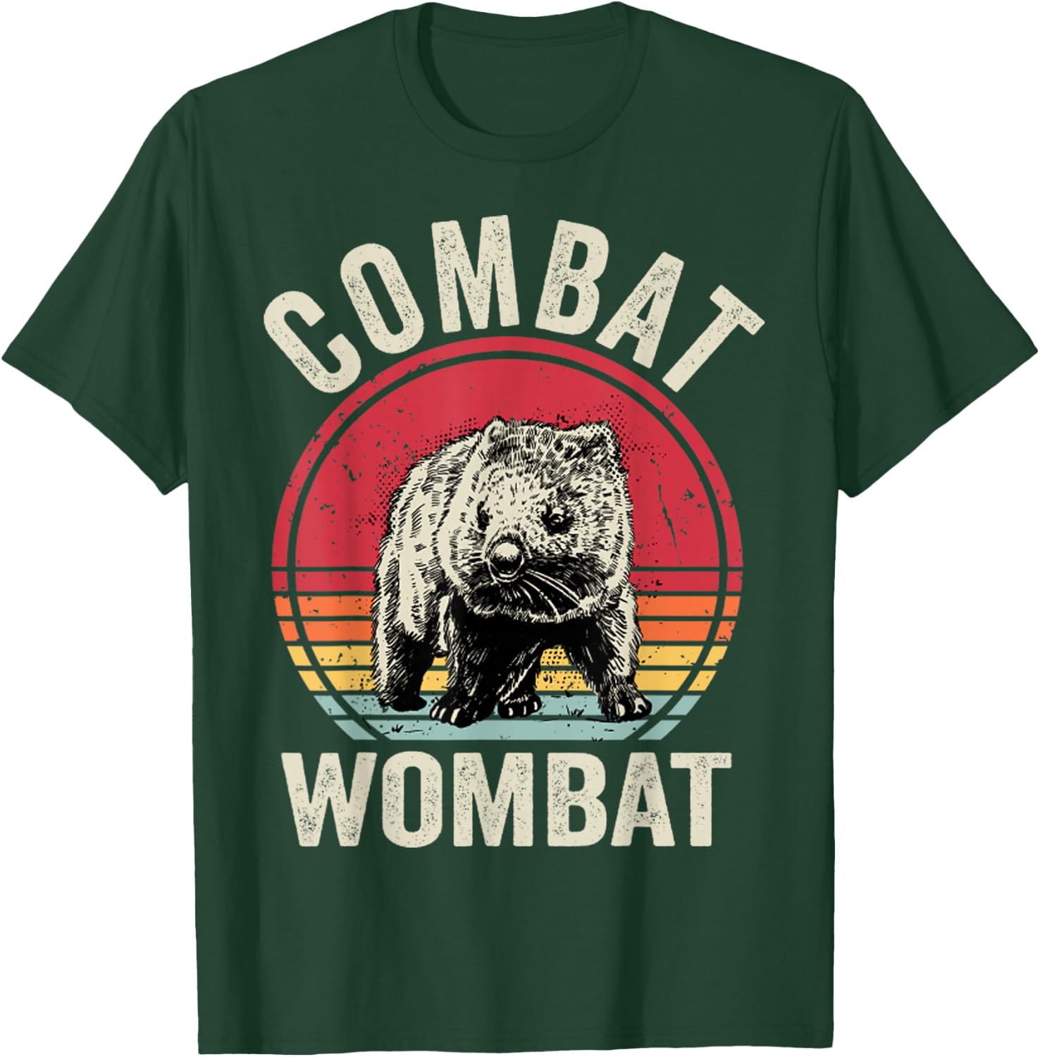 Wombat Retro Combat Wombat Funny T-Shirt - T-Shirt | Forest