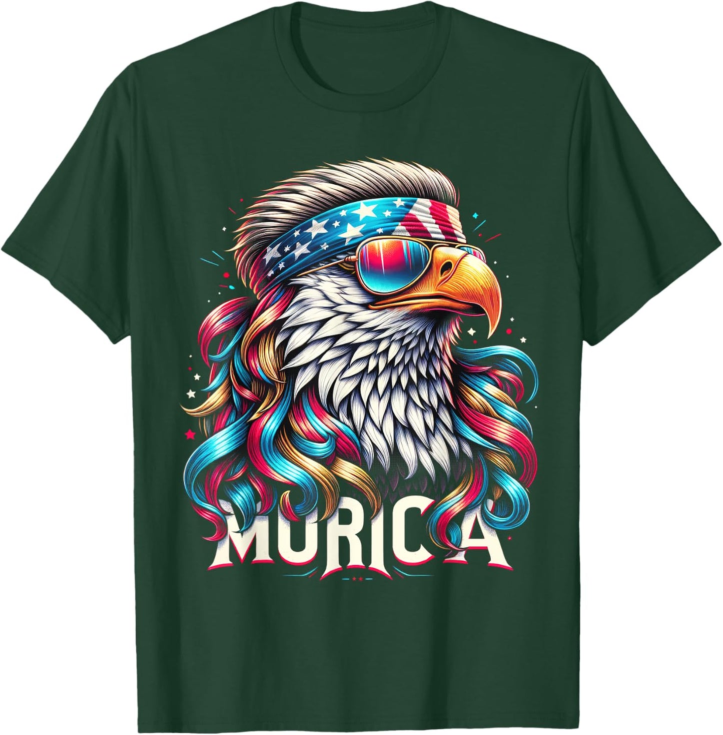 4th of July Patriotic Funny Eagle July 4th USA Murica Kids Men T-Shirt - T-Shirt | Forest