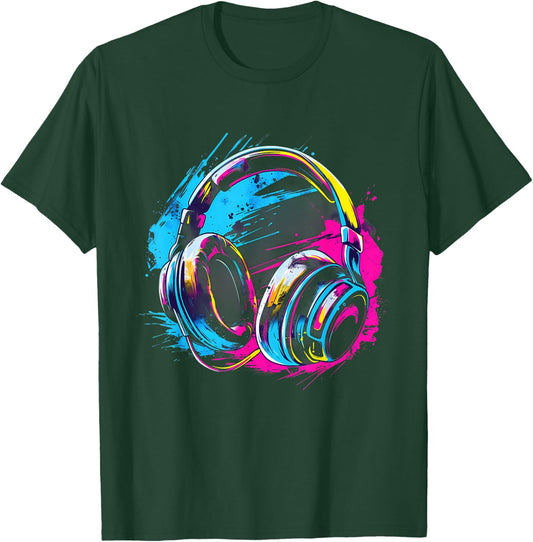 Headphones Music DJ EDM Music Headphones Music Lover Splash T-Shirt - T-Shirt | Forest