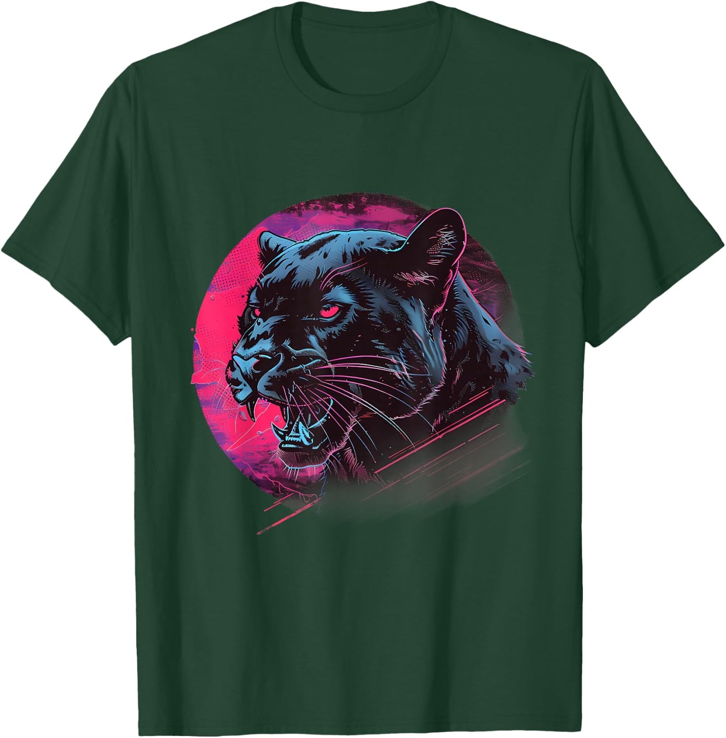 Panther Wildlife Portrait Colourful Nature Panther Lover T-Shirt - T-Shirt | Forest