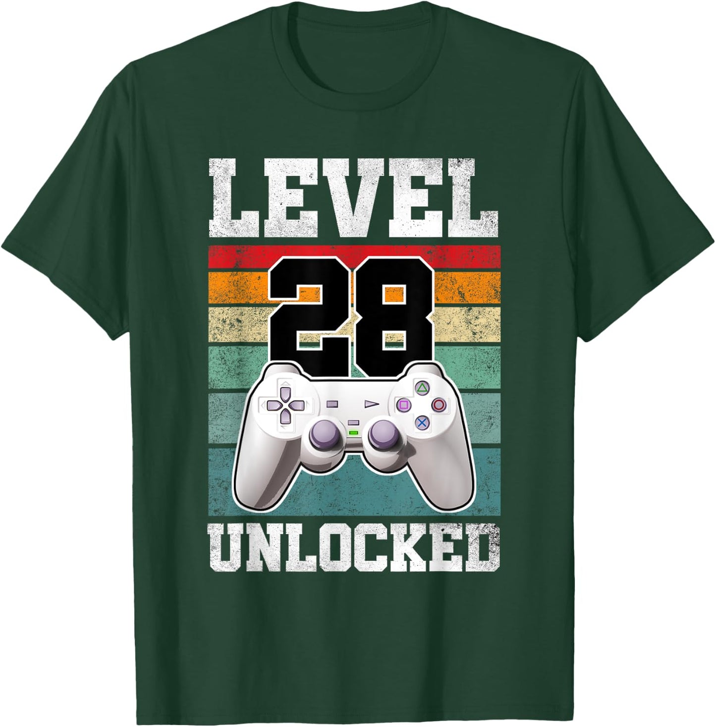 28 Year Old Gaming Level 28 Unlocked Gamers 28th Birthday T-Shirt - T-Shirt | Forest